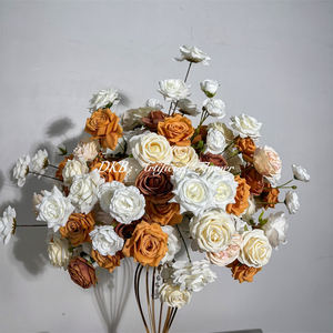 DKB 2026 Nueva Bola Floral Mixta de Rosas de Seda <span class=keywords><strong>Blancas</strong></span>, Naranjas y Marrones de 60 cm, Centro de Mesa Decorativo para Bodas y Cumpleaños - Product Image 4
