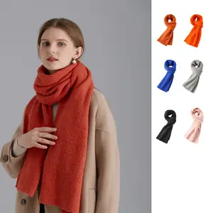 Alpaca knit men women same solid color thick straight cashmere wool scarf thick needle korean custom scarf wool