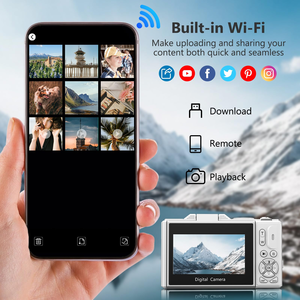 กล้องดิจิตอลถ่ายภาพ 4K ซูม 16 เท่า เครื่องบันทึกวิดีโอวินเทจ YouTube หน้าจอพลิก 180 องศา เซลฟี่ WiFi  AI ตัดเสียงรบกวน - Product Image 4