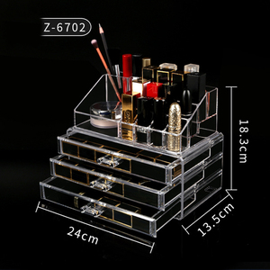 Organisateur de rangement cosmétique en <span class=keywords><strong>plastique</strong></span> transparent à double niveau pour comptoir ou <span class=keywords><strong>commode</strong></span> de salle de bain - Product Image 4