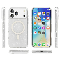 Étuis de téléphone Casemimi personnalisés avec logo, élégants, brillants, de luxe, en TPU+PC, antichoc, avec anneau magnétique et porte-cartes pour 17 Pro Max