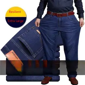 Fat Plus Size Calça Jeans Masculina Atacado Solta Fit Homem Gordo Cintura Alta Primavera/Verão Casual Cara Gordo Calças Desgaste dos homens