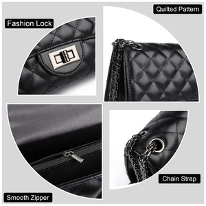 Sac à bandoulière matelassé en tissu Oxford BSCI pour femmes, sac à main tendance pour femmes avec chaîne, logo personnalisable - Product Image 5