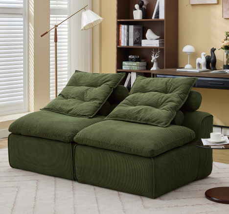 Verde + Tapizado + Espuma + 2 Asientos