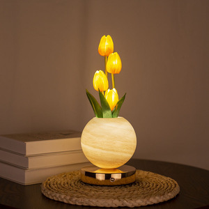 Lámpara de mesa recargable <span class=keywords><strong>USB</strong></span> portátil, atenuación <span class=keywords><strong>LED</strong></span>, transmisión de colores de ensueño, pantalla de tambor moderna, para escritorio, cabecera, vacaciones, Navidad - Product Image 4