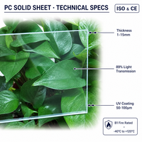 Panneau de toiture en polycarbonate solide anti-buée et anti-goutte, transparent, 4 mm, avec revêtement UV, pour serres hydroponiques, fourniture commerciale