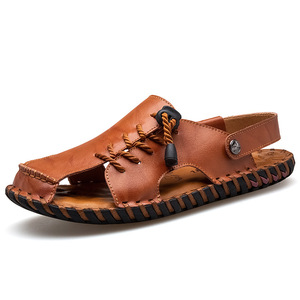Sandalias de Verano para Hombre, Juveniles, para Exteriores, con Suela de Goma, Forro de Cuero Genuino, Transpirables, Estilo Baotou, Casuales, para Playa - Product Image 2