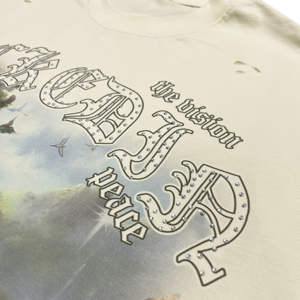 Camiseta de Alta Calidad Vantage de Doble Capa con Efecto Desgastado, 100% Algodón, Impresión DTG, Hombros Caídos, Letras con Pedrería, Talla Grande - Product Image 5