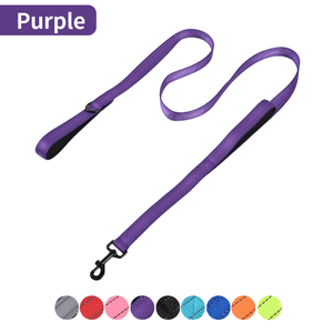 Laisse pour chien en nylon violet, mains libres, réfléchissante, couleur unie, corde d'entraînement pour la marche et la course des chiens - Product Image 1
