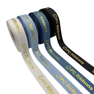 Bán buôn 1 inch Grosgrain Ribbon tùy chỉnh Webbing Ribbon với logo 3D dập nổi lá vàng in cho gói quà tặng - Product Image 2