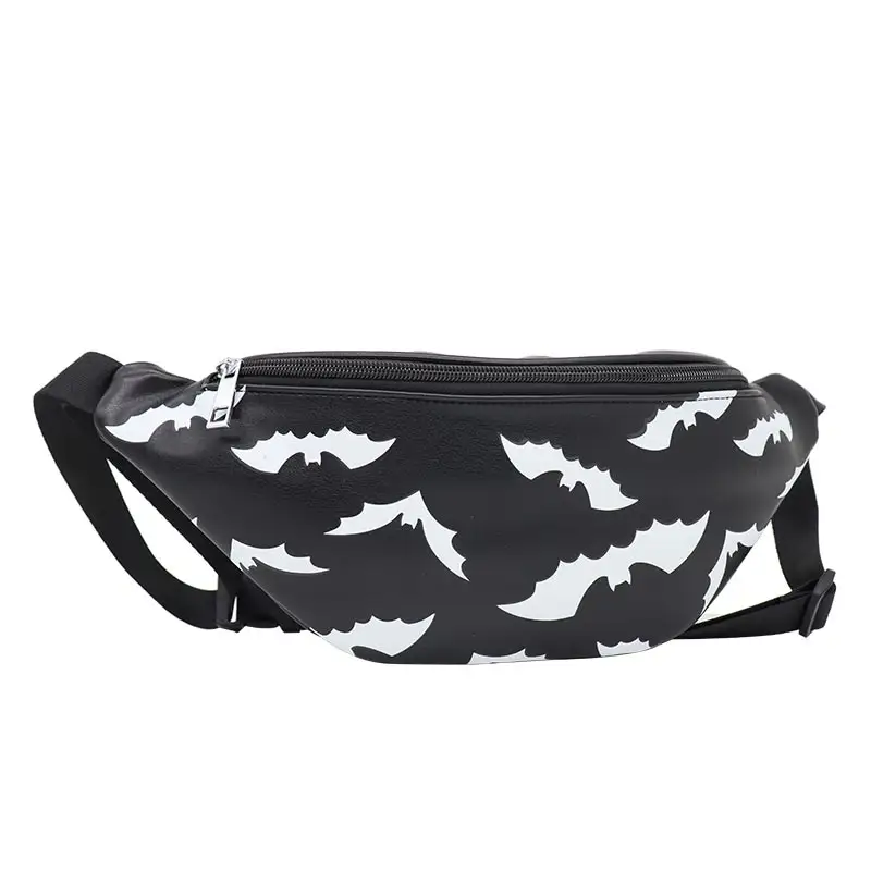 Wholesale Factory Directly Halloween Style Gothic Bat Shape Printing Shoulder Bag Fanny Pack