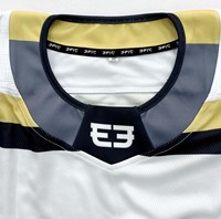 Jersey Hoki Es Unisex Ukuran Besar Custom Sublimasi, Bernapas, Menyerap Keringat, Peregangan Empat Arah, Kerah V, Seragam Tim