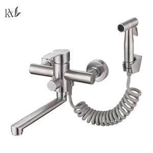 YaKe 304 acier inoxydable meilleure vente robinet d'évier d'eau chaude et froide mural robinet de <span class=keywords><strong>cuisine</strong></span> <span class=keywords><strong>avec</strong></span> pulvérisateur extractible - Product Image 1