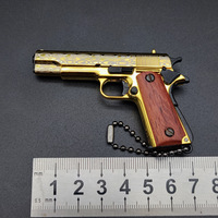 Modèle de pistolet jouet 1911 en métal, porte-clés, échelle 1:3, 7,0 CM, mini pendentif de collection, poignée en bois, argent brillant, cadeau pour garçon
