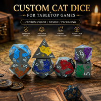 Ensemble de 7 dés polyédriques en métal noir, style chat arc-en-ciel, pour D&D, RPG, jeux de rôle, bar, fête, jeu de table, Dungeons and Dragons
