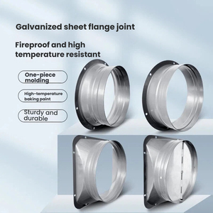 Connecteur à bride carrée vers ronde en acier galvanisé avec base carrée et registre <span class=keywords><strong>anti</strong></span>-<span class=keywords><strong>retour</strong></span> pour la ventilation des conduits d'extraction de <span class=keywords><strong>hotte</strong></span> aspirante - Product Image 4