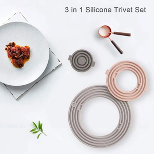 3 in 1 tovagliette rotonde Hot pad presine calde <span class=keywords><strong>poggia</strong></span> cucchiaio 3 in 1 tappetino in Silicone - Product Image 1