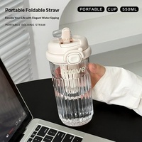 Nouvelles bouteilles d'eau en plastique portables avec paille intégrée, tasse à café et à eau de 550 ml avec filtre
