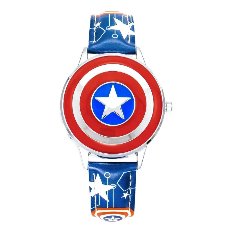 Hot Sale Marvel Resmi Tonton Pabrik Kapten Amerika Karakter Flip Jam Tangan untuk Anak-anak