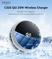 Chargeur sans fil Yesido QI2 25W à charge rapide avec aimants N52, dissipation thermique par semi-conducteurs, ventilateurs intégrés C325