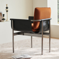 Chaise de restaurant en cuir PU souple au design moderne orange, pour l'extérieur, l'hôtel, le salon, la villa, l'école, l'hôpital, l'appartement