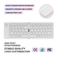 Clavier sans fil pliable 68 touches, format de poche fin, rechargeable USB-C, 5 couleurs, pour voyages d'affaires, vente en gros OEM
