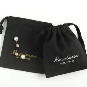 Sac à cordon en tissu avec logo personnalisé EHUNT, taille et couleur personnalisées, sac cadeau à cordon avec logo personnalisé, pour bijoux et cadeaux - Product Image 1