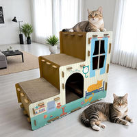 Griffoir pour chat moderne et classique, tour à griffer en carton ondulé, arbre à chat à 4 niveaux
