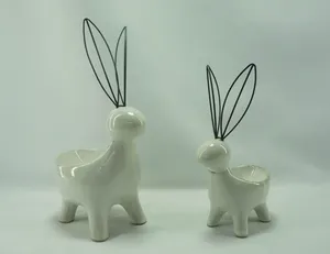 Pintado a mano de cerámica sala de estar conejito blanco conejo cerámica novedad regalos artesanías