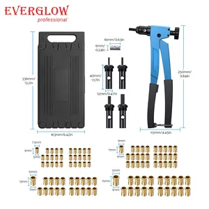 10" Hand Rivet Nut Gun Heavy Duty Hand Riveter Kit With 100pcs M3 M4 M5 M6 Rivet Nut And W