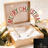 Crownia Serre-tête en alliage électroplaqué avec lettres scintillantes Joyeux Noël, accessoire photo pour fête, cadeau de Noël, accessoires pour cheveux