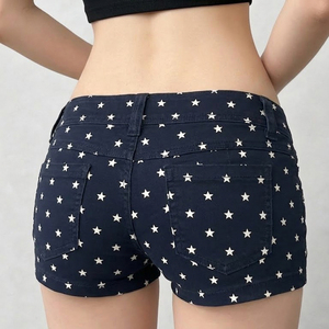 กางเกงยีนส์ขาสั้นทรง Y2K สำหรับผู้หญิง เอวต่ำ สีตัดกัน เป็นมิตรกับสิ่งแวดล้อม ระบายอากาศได้ดี ซักแล้ว ทรงสตรีทแวร์ สไตล์ลำลอง พื้นฐาน สำหรับฤดูร้อน - Product Image 3