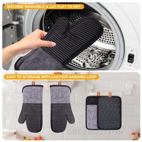 Sarung Tangan Oven Warna Solid dengan Logo Kustom, Tahan Suhu Tinggi, Anti Panas, Anti Selip untuk Memanggang