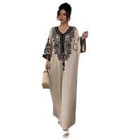 Collection de Robes de Soirée et de Bal Longues et Élégantes en Mousseline de Soie à Col en V Imprimé Floral, Coupe Ample, Longueur Ras du Sol, Modestes, pour Femmes Musulmanes (Abaya) - Vente en Gros