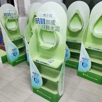 Kiosque pliable avec impression UV, logo personnalisé, présentoir en carton ondulé pour la promotion de snacks en supermarché, présentoir de sol pour la vente au détail