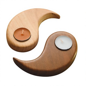 Wooden Yin Yang Rectangle <b>Tea</b> Light Holder Handmade Durable Eco Friendly Candle <b>Stand</b> for Home Decoration and Christmas - Product Image 1