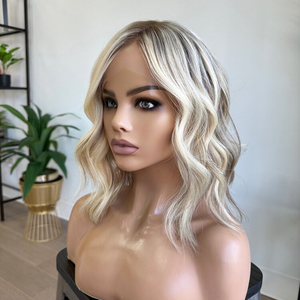 Capelli umani europei in stile estivo evidenziano biondo platino con radici di livello 7 parrucca anteriore in pizzo HD invisibile per la perdita di capelli delle donne - Product Image 3