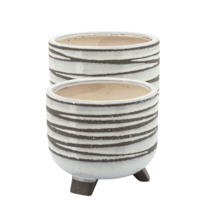 Set di vasi in ceramica con design a righe per uso interno ed esterno - Product Image 2