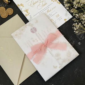 Invitation de <span class=keywords><strong>mariage</strong></span> de carte Laser personnalisée de haute qualité, arc, enveloppe <span class=keywords><strong>en</strong></span> papier <span class=keywords><strong>parchemin</strong></span>, carte de Noël - Product Image 5