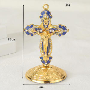 Katholisches Jesus-Kreuz Kruzifix Kreatives Metallkreuz Kruzifix Katholische Jesus Desktop-Dekorationen Ornamente Heim-Metallhandwerk - Product Image 2