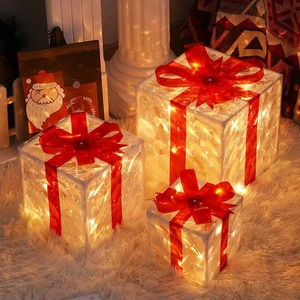 Boîte cadeau de Noël à <span class=keywords><strong>LED</strong></span>, décorative, fonctionnant sur piles, avec lumière à motif dimmable pour arbre de Noël, pelouse, festival, célébration, accessoire de décoration - Product Image 4