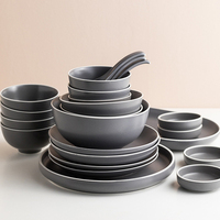 Plats et assiettes en céramique gris Offre Spéciale vaisselle en grès vaisselle bol à soupe en porcelaine assiette pour hôtel restaurant