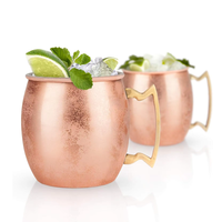 Tasse en acier inoxydable personnalisée Cocktail Mule de Moscou Tasses en cuivre 500ml Chope à bière Outils de bar Champagne Or Mule de Moscou 16oz