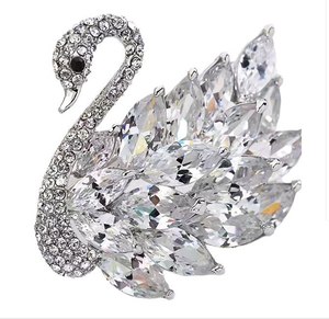 เข็มกลัดหงส์พลอยเทียมชุบทองหรูหราเครื่องประดับเสื้อผ้างานหมั้นงานแต่งงานย้อนยุคคุณภาพสูง - Product Image 1