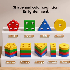 Juguetes <span class=keywords><strong>de</strong></span> apilamiento Montessori para niños pequeños, bloques <span class=keywords><strong>de</strong></span> construcción educativos tempranos, rompecabezas intelectuales <span class=keywords><strong>de</strong></span> madera con combinación <span class=keywords><strong>de</strong></span> formas geométricas - Product Image 3