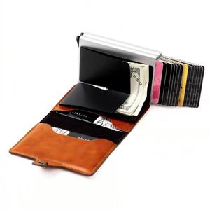 Nueva Cartera Delgada con Bloqueo RFID, de Cuero Sintético Vintage, para Tarjetas de Identificación y de Crédito, con Logotipo Personalizado - Product Image 3