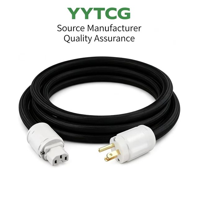 Audiophile Grade 6N OCC Copper HiFi Mains Power Cable for US Male Plug to C13 Female Hi Fi Amplifier