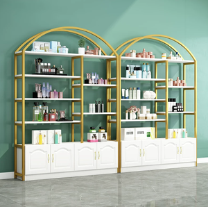 Promotion : Présentoir cosmétique doré pour salon et magasin, avec armoire intégrée, personnalisable (logo et dimensions) - Product Image 3