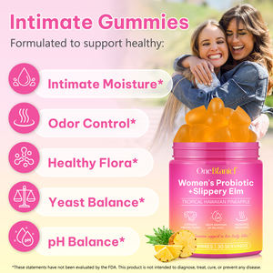 OneBtanicl venta al por mayor sabor a piña gomitas probióticas femeninas con olmo resbaladizo para mujeres PH Balance Gut Health - Product Image 3