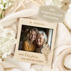 Cadre photo magnétique en bois naturel écologique pour mini-réfrigérateur, artisanat pour la fête des Mères, cadeau commémoratif de grossesse et de naissance - Product Image 2